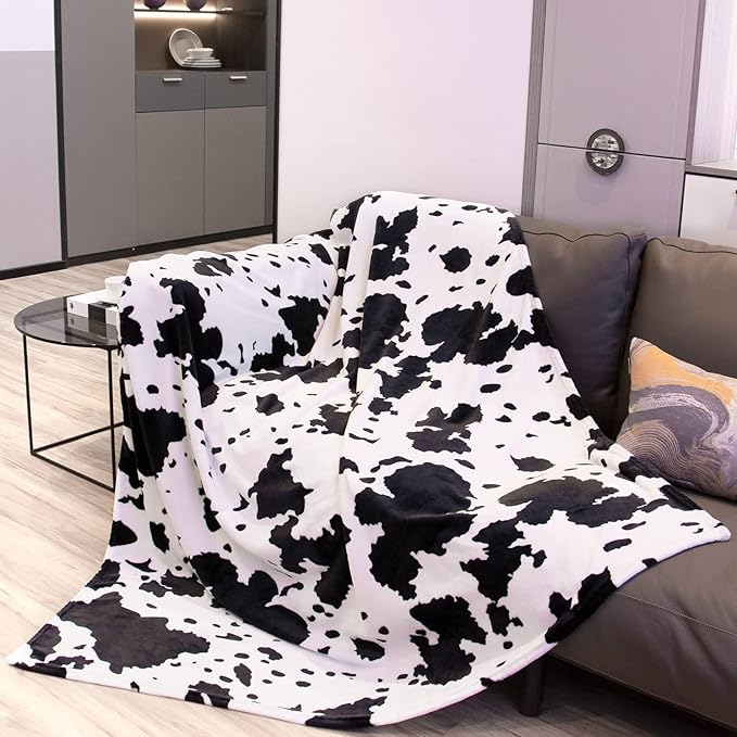 Twin Fleece Blanket for Bed Couch, Lightweight Ultra Soft Warm Plush Cozy Twin Size Throws, All-Season Cozy Gifts for Women Men, Black & White 60"x80"