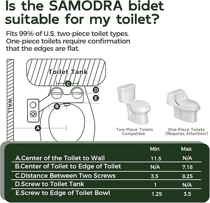 SAMODRA Bidet Attachment, Non-Electric Cold Water Bidet Toilet Seat Attachment with Pressure Controls, Retractable Self-Cleaning Dual Nozzles for Frontal & Rear Wash - Black
