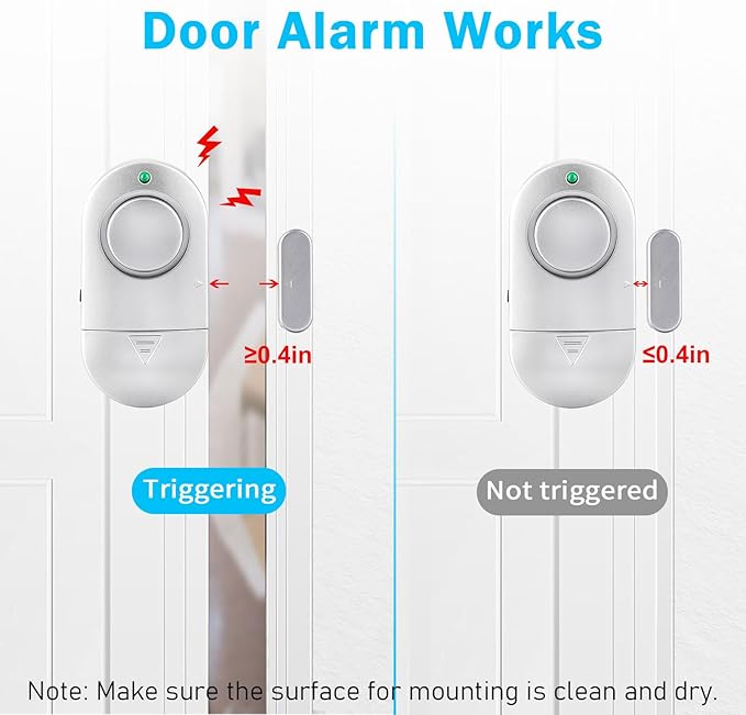 Window Door Alarm, Toeeson 120db Pool Alarm for Door, Door Security Alarms for Home