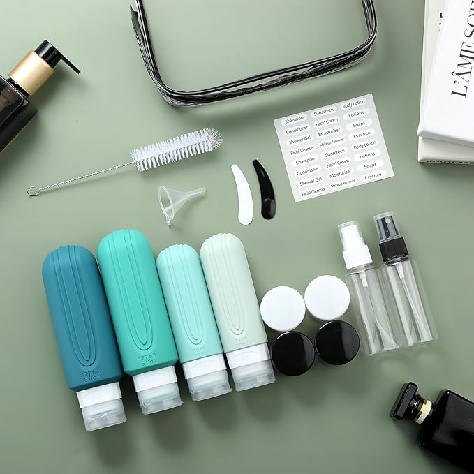 Mrsdry 16 Pack Travel Bottles for Toiletries, Oversize 6oz Silicone Travel Containers, Leak Proof Refillable Liquid Shampoo And Conditioner Travel Essentials