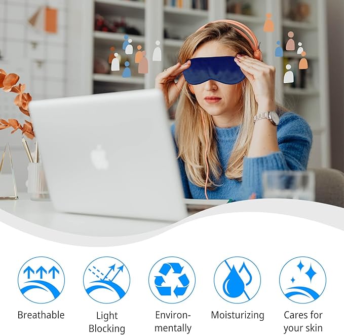 1 Pack Sleep Mask, Silk Eye Mask with Elastic Strap, Blindfold, Soft Silk Sleeping Mask for Girls, Women, Men (Purple)