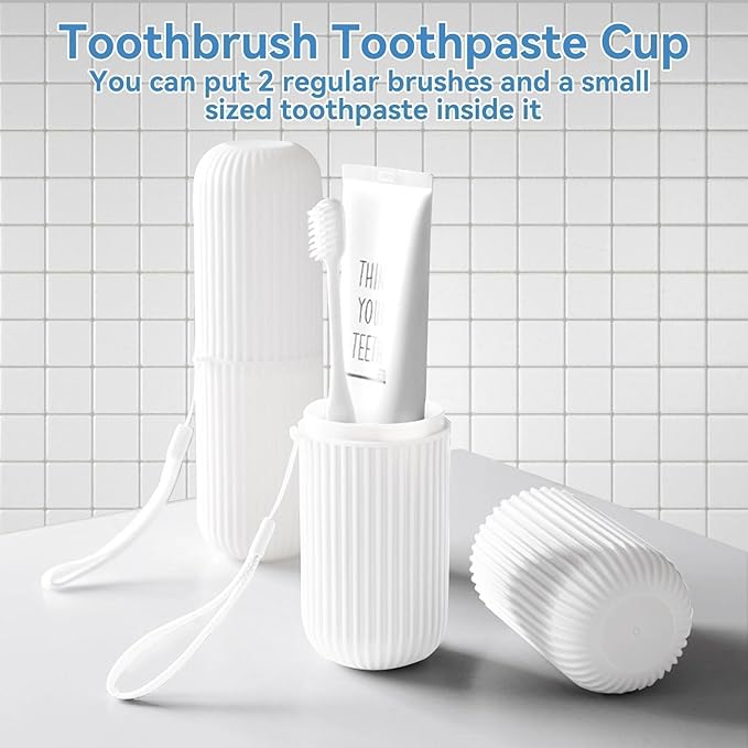 Cyrank Toothbrush Travel Case, Travel Toothbrush Holder, White, 7.7*2.4in