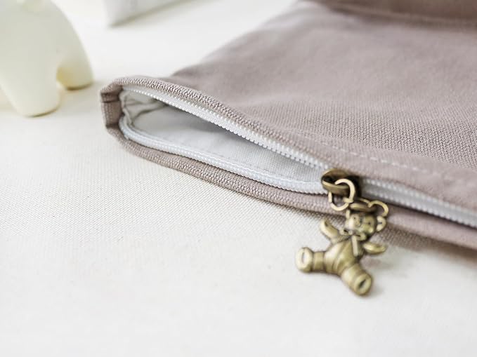 HAPPYHEIDI Canvas Pouch for Travel, Accessory Tool Bag, Solid Gray, Cotton Blend, Zipper Closure, 7.1x2.4x7 Inches