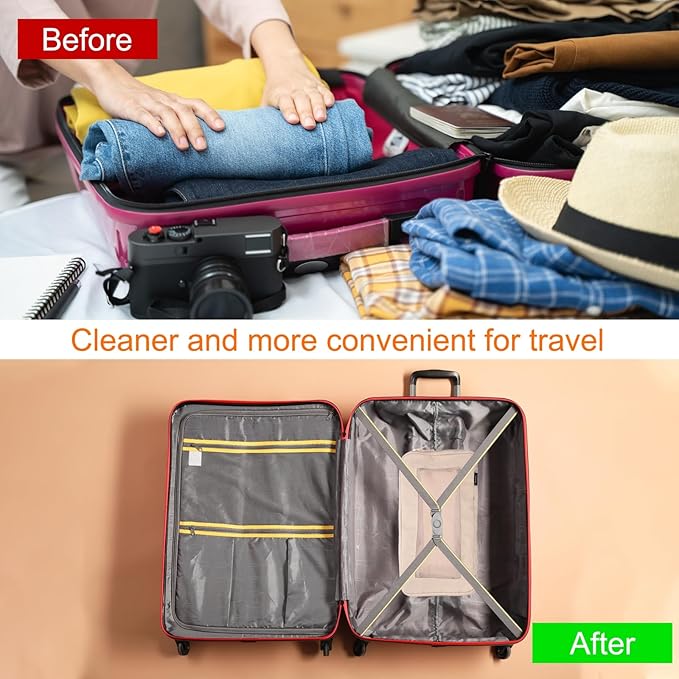 HARFINGTON Compression Packing Cube for Suitcases 34x18x13cm Lightweight Luggage Organizers Bag Travel Essentials Compression Bags for Carry on Suitcases, Beige