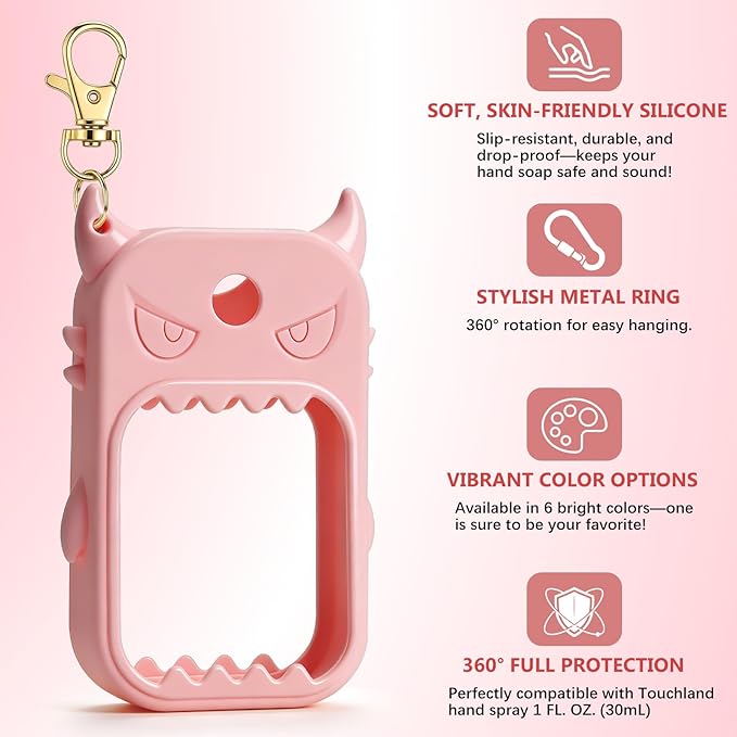 JAMIEWIN Spray Hand Sanitizer Case Compatible with Touchland Hand Sanitizer 1fl. Oz. Monster Silicone Case Holder Accessory