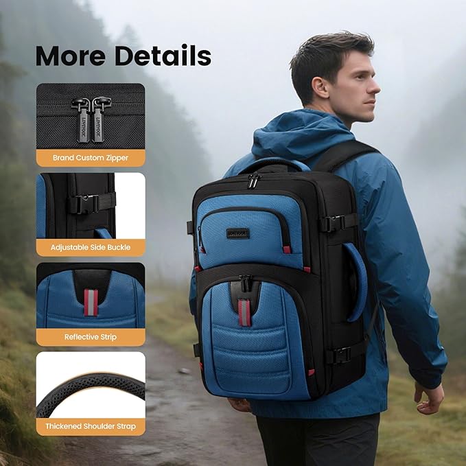 LOVEVOOK 40L Travel Backpack for Men, Airline Approved Carry On Bag with 3 Packing Cubes, TSA Overnight Bags, Waterproof Personal Item Bag, Weekender Essentials Backpacks fits 17.3" Laptop