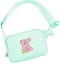 Uygafly Belt Bag Fanny Pack Crossbody Bags with Initials Letter Patch Cute Stuff Birthday Gifts for Teenager Girls Trendy Stuff for Teens | Light Green,K