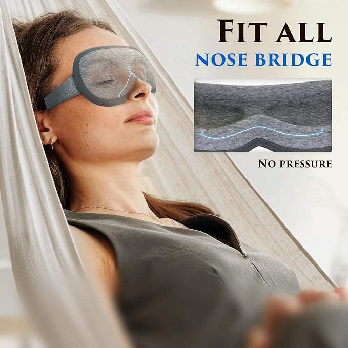 Weighted Eye Mask Cover for Sleeping - Eye Masks for Sleep with Adjustable Strap, Lash Extension Eye Covers for Women Men, 3D Contoured, Plane Travel Essentials, Blindfold for Meditation