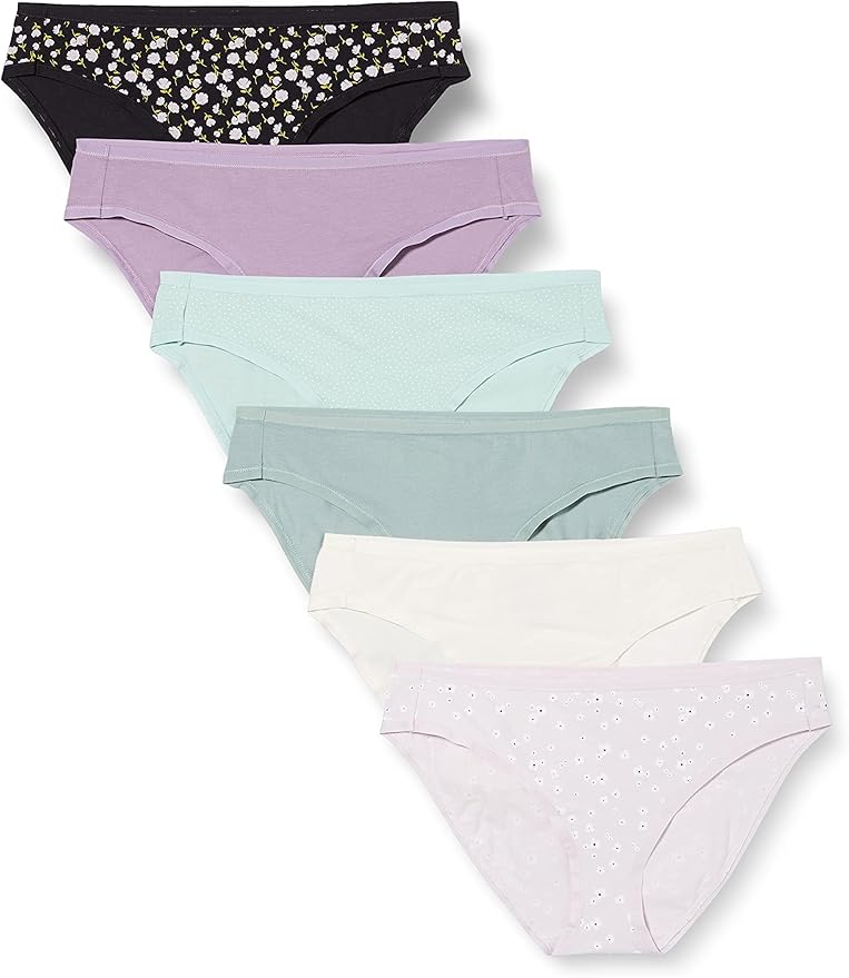 Amazon Essentials Women's Breathable Cotton Bikini Brief Underwear with Full Coverage, Multipacks