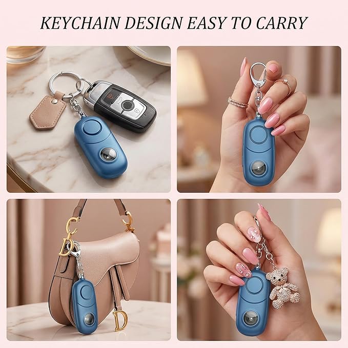 Personal Alarm for Women Keychain Alarm: Qoosea 135dB Emergency Keychain Siren with Strobe Light Loud Siren for Women Kids Students Seniors Emergency Self-Defense for Night Sports