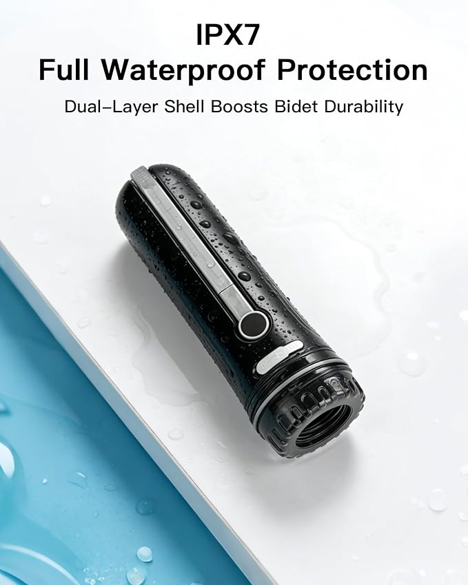 Handheld Portable Travel Bidet Sprayer, Rechargeable Electric Bidet, Peri Bottle for Women & Men, Upside Down Design, Works with Warm Water, No Heating Function, Personal Hygiene Care