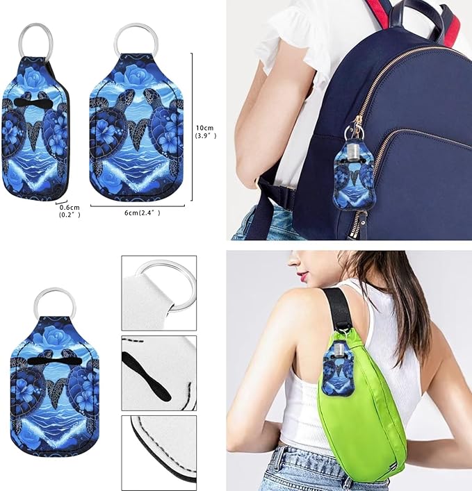 Suobstales 3Pcs Travel Bottles Keychain Holder Set,Travel Bottle Sleeves+Neoprene Chapstick Holders+Lanyard Keychain