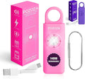 140dB Loudest USB-C Rechargeable Personal Alarm Keychain for Women – Low Battery Indicator, Strobe Light & Panic Button for Self Defense Weapons, Seniors & Travel Safety Essentials (Pink)