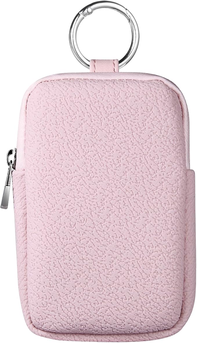MUQING Hand Sanitizer Spray Zipper Bag, Silicone Mini Hand Spray Holder with Sliver Snap Hook, Hold 30ml Bottles, Travel Pocket Power Bottle Mist and Glow Bottle Mist 1FL OZ (Pink)