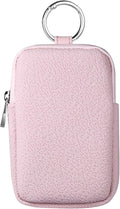 MUQING Hand Sanitizer Spray Zipper Bag, Silicone Mini Hand Spray Holder with Sliver Snap Hook, Hold 30ml Bottles, Travel Pocket Power Bottle Mist and Glow Bottle Mist 1FL OZ (Pink)
