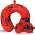 Gilprop 2 Pcs Spider Travel Pillow with Sleep Eye Mask, U Shaped Memory Foam Headrest & Neck Pillow with Washable Cover, Soft Neck Head Support Travel Accessories for Airplane Car Train Bus Trips