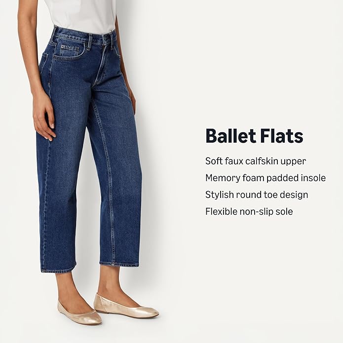 Amazon Essentials Women's Belice Comfortable Slip-On Ballet Flats Shoes