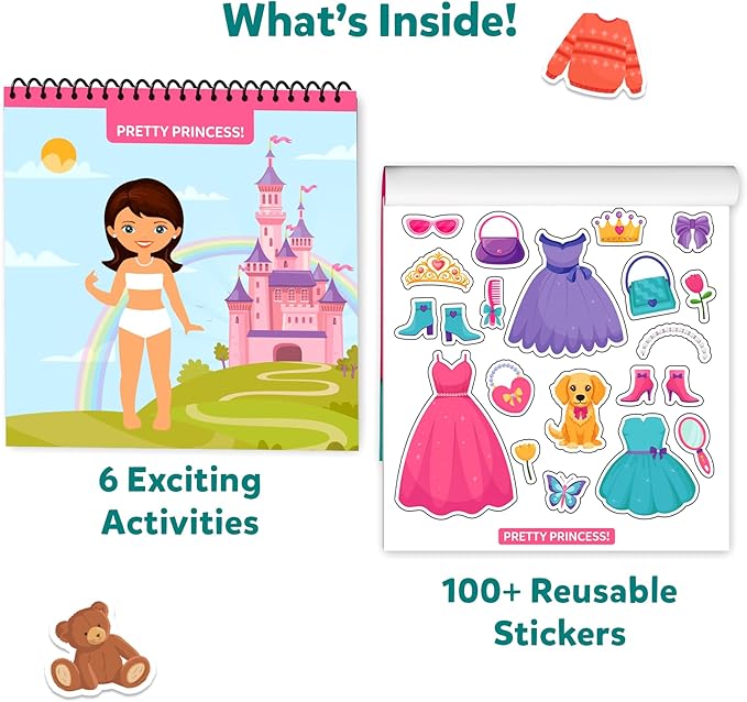 Skillmatics Reusable Sticker Activity Book - Peelies, 100+ Reusable Cling Stickers, 6 Pictures, Mess-Free Fun for Kids, Creative Play & Travel Toy, Gifts for Ages 3, 4, 5, 6, 7