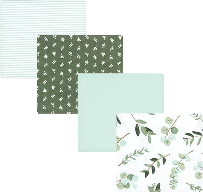 Hudson Baby Unisex Baby Cotton Flannel Receiving Blankets, Eucalyptus, One Size
