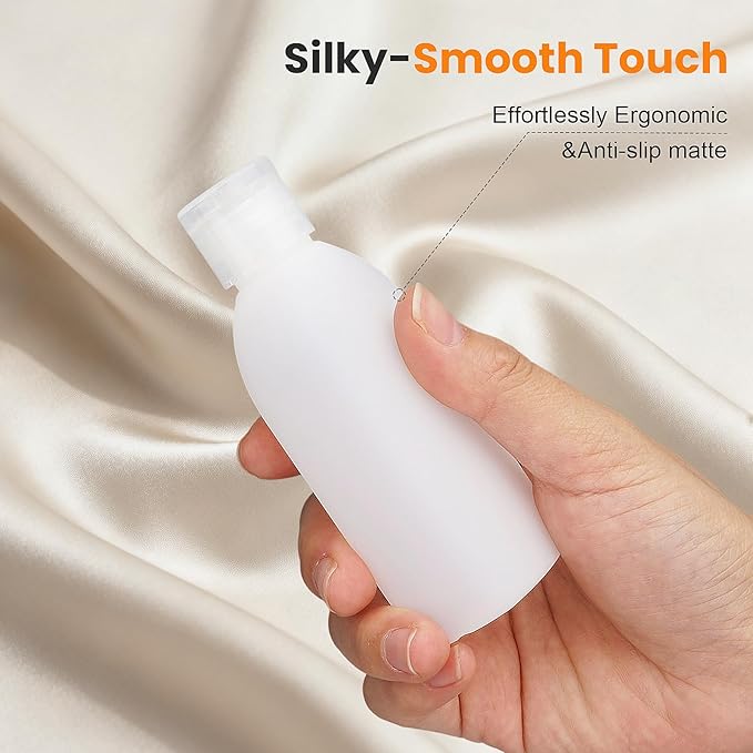 Cosywell 5 Pack 3.4oz Travel Bottles for Toiletries Pre-Printed Shampoo Conditioner & Body Soap Soft Touch HDPE Travel Size Containers TSA Approved Leak Proof Squeezable Toiletry Bottle(White)