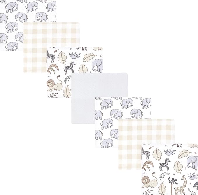 Hudson Baby Unisex Baby Cotton Flannel Receiving Blankets Bundle, Neutral Safari, One Size (Pack of 2)