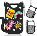 Cat Silicone Case for Touchland Hand Sanitizer Spray with Keychain,Compatible with Power Mist 1FL OZ/30ML,4 Cute Charms Accessory Portable Hand Sanitizer Holder for Touchland(1PCS Black)