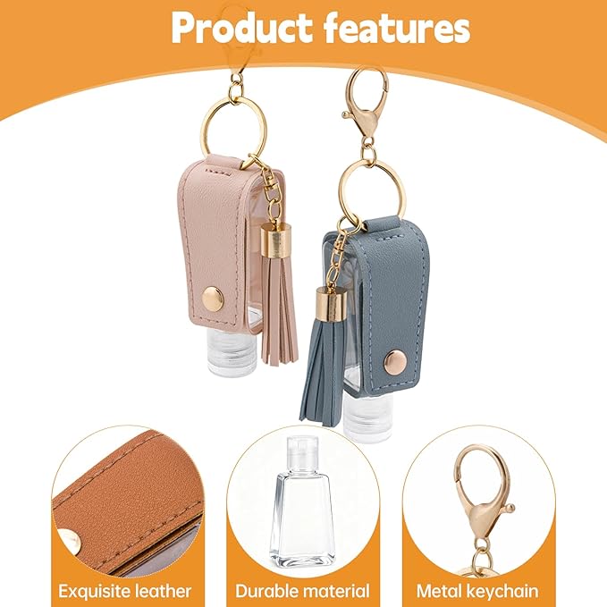 12 PCS Hand Sanitizer Holder Keychain Set, Leak-Proof Travel Size Empty Hand Sanitizer Bottles (1oz/30ml), Portable Refillable Liquid Dispenser for Backpack, Purse & Diaper Bag (12 Colors)