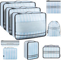 9 Set Packing Cubes Luggage Packing Organizers for Travel Accessories Space Saving Travel Bags for Carry On, Lightweight Mesh Zipper, Clothes, Shoes, Laundry and Shoe Bag (Blue Streak)