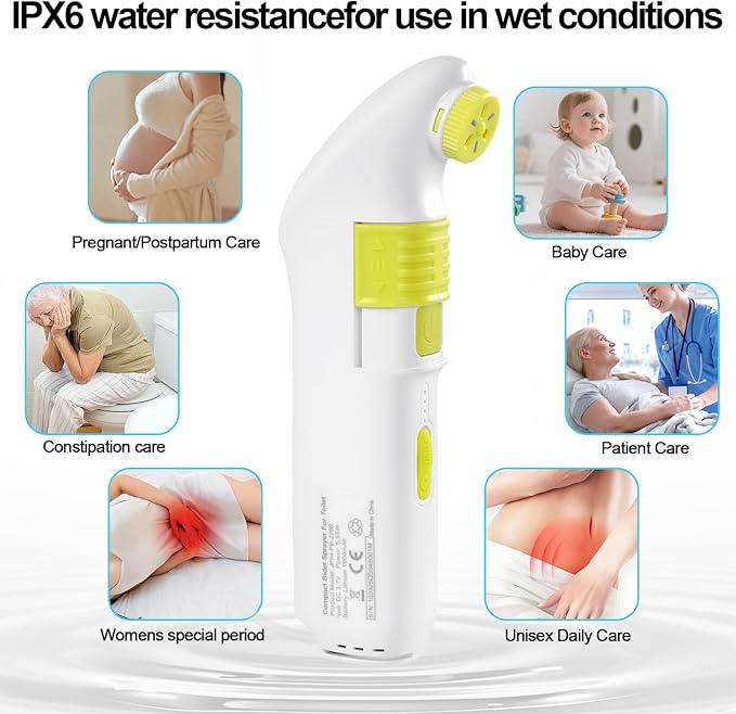Portable Bidet for Travel – Electric High Pressure Rechargeable Bidet for Women & Men, 2.5L Bottle, 1600mAh Battery, 1300ML/min Strong Flow, Waterproof Personal Hygiene Sprayer for Travel & Home