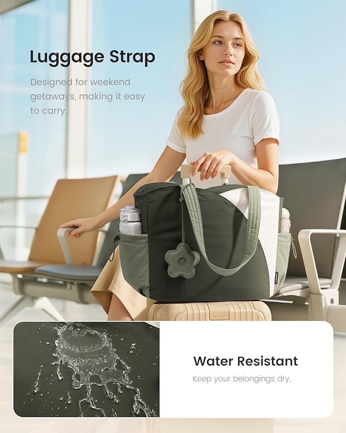 LOVEVOOK Tote Bag for Women, Puffer Work Bags with Zipper for Daily Travel College, Teacher Nurse Laptop Handbags Purses Gift