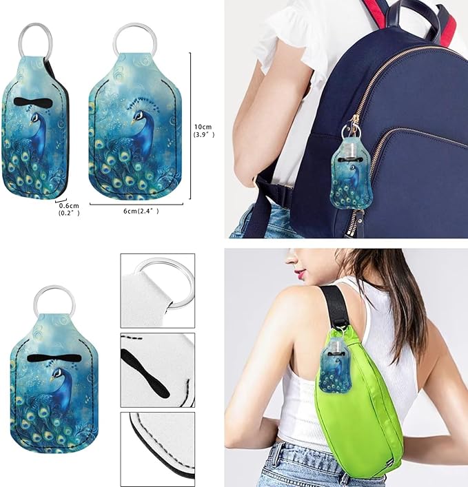 Suobstales 3Pcs Travel Bottles Keychain Holder Set,Travel Bottle Sleeves+Neoprene Chapstick Holders+Lanyard Keychain