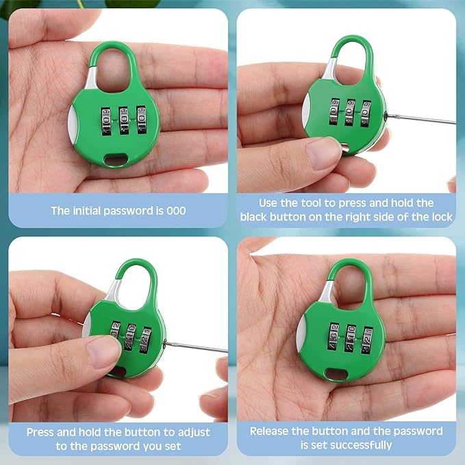 Moxweyeni 10 Pcs Digit Combinations Padlock Safe Cipher Lock Mini Combination Resettable Number for Suitcases Luggage Briefcases Computer Bags(Cute Style,Multicolor)