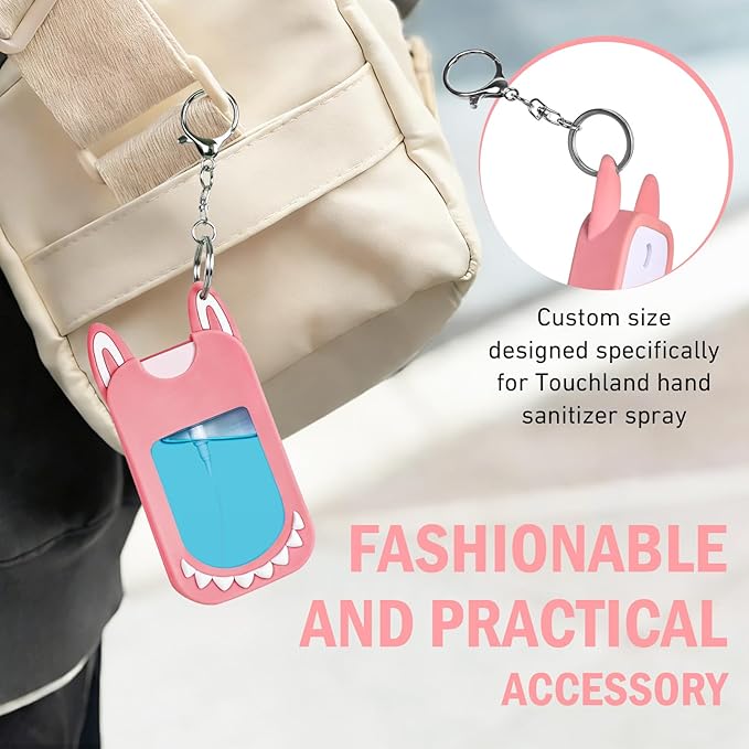 Silicone Case Compatible with TOUCHLAND 30ml/1oz Hand Sanitizer Spray, Vibrant Colors, Cute Style (Pink)