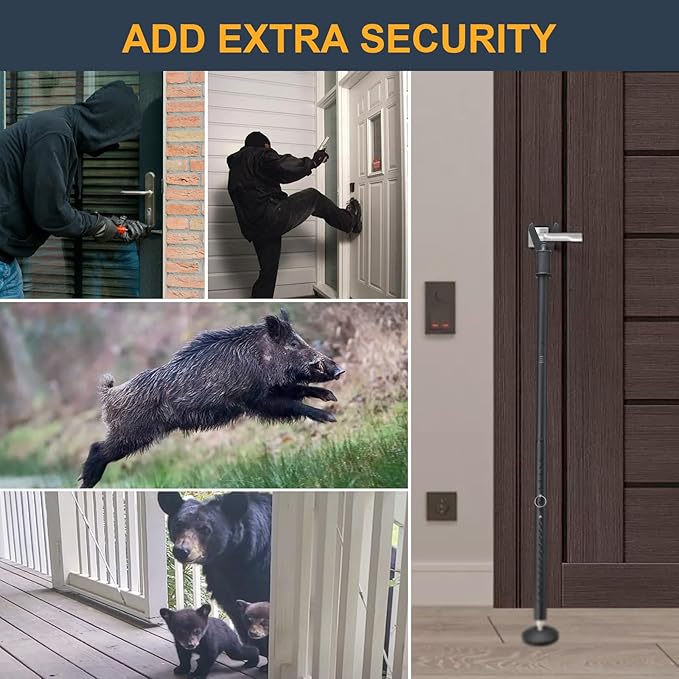 Door Stoppers Security Bar,Heavy Duty Portable Door Lock,2-in-1 Adjustable Sliding Door Lock Bar,Door Barricade Security Bars for Window, Front Door, Patio Door, Apartment, Hotel Room (Black)