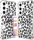 Compatible with Samsung Galaxy S24+ Plus / S25+ Plus Case Card Holder for Women Cute Design,Wallet Phone Cases Transparent Cool Kawaii Protective (Clear Leopard Cheetah Design)