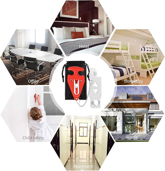 ZZRUI Safety Portable Door Lock for Hotel,Travel,Home,Apartment,Airbnb Extra Door Lock Security Devices(1 Pack)