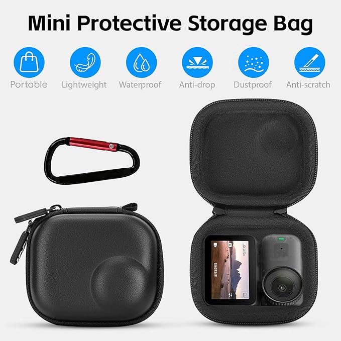 Osmo Nano Accessories Kit, Mini Carrying Case for DJI Osmo Nano PU Portable Storage Bag, 2pcs Silicone Lens Cap, Lens Screen Protectors (4 Pack) Comatible with DJI Nano Camera