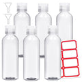 6 Pack Travel Bottles - Travel Containers for Toiletries - TSA Approved Size - Refillable Empty Plastic Bottles with 2 Labels, Funnels & Carry Bag - For Shampoo, Lotion, Conditioner, Sanitizer - 3.4oz