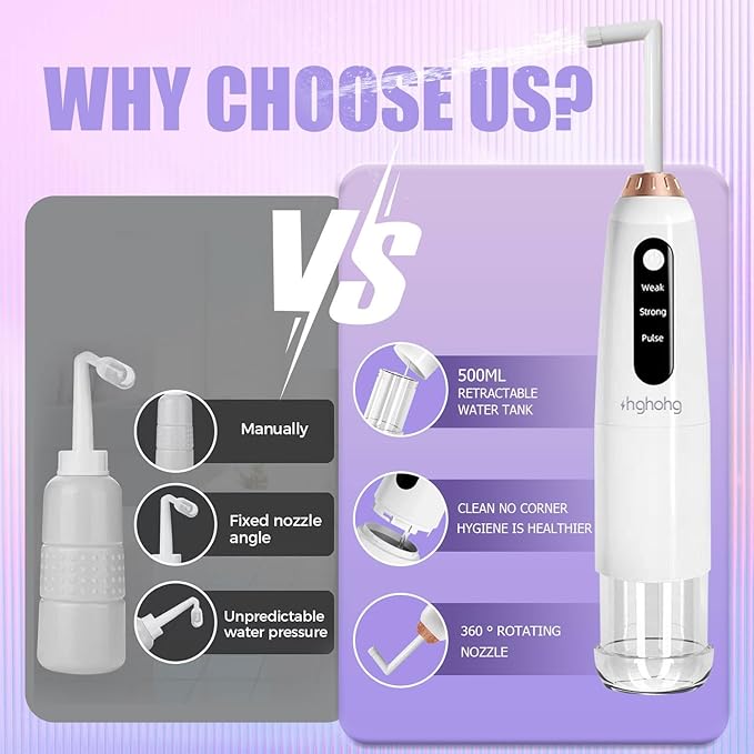 Portable Travel Bidet, Electric, 500ML Large Capacity, for Personal Hygiene, Postpartum Care, Outdoor, Camping