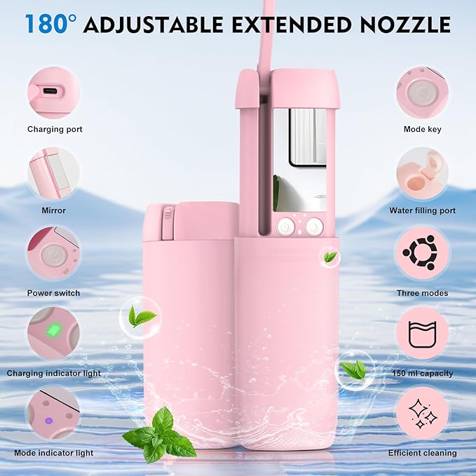 Portable Bidet for Travel, Floranest Rechargeable Electric Travel Bidet Sprayer with Adaptor, Suitable for Travel, Camping and Home Use, with Powerful Cleaning Power