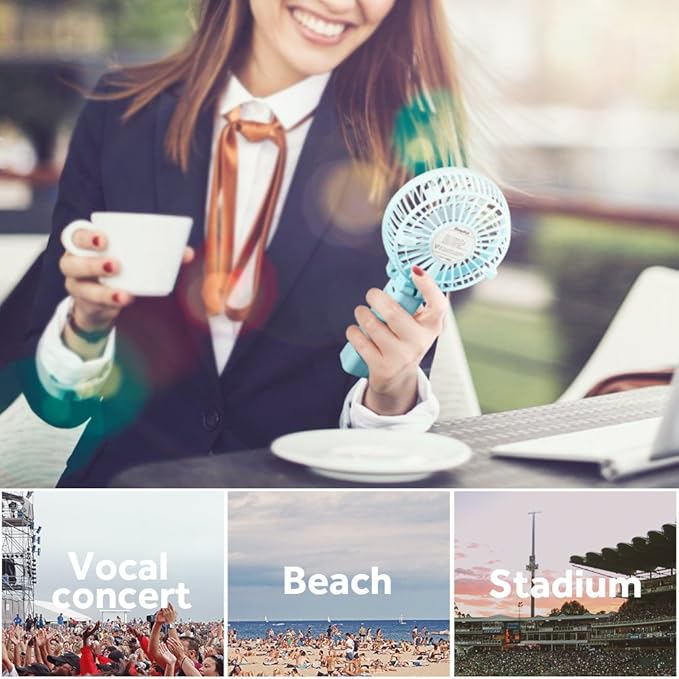 EasyAcc Mini Handheld Fan, USB Desk Fan Small Personal Portable Stroller Table Fan with Rechargeable Battery Operated Cooling Folding Electric Fan 3-10H Working Hours for Travel Office Outdoor