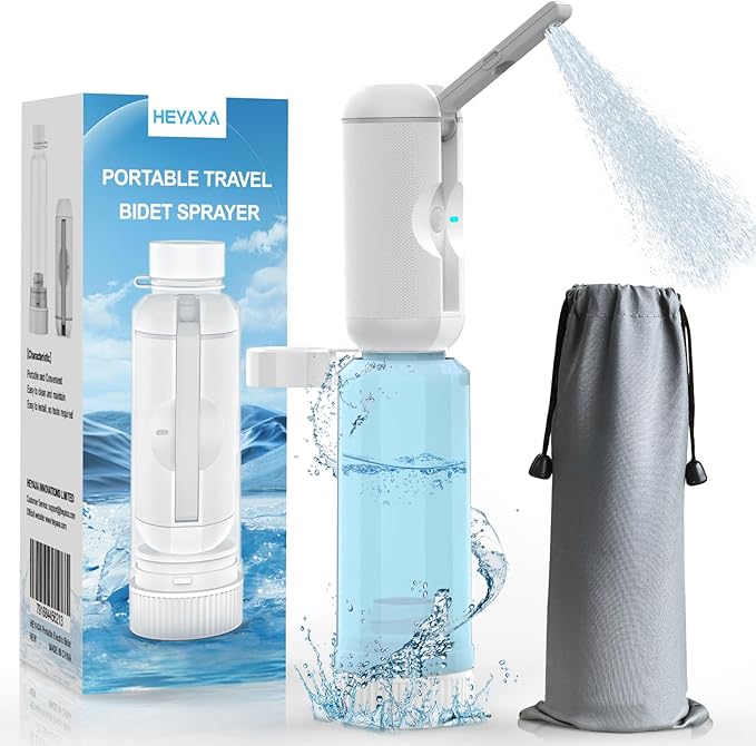 HEYAXA Portable Bidet with High Pressure , Rechargeable Travel Bidet for Men,Baby & Women, Handheld Sprayer for Personal Hygiene, Baby Care, Soothing Postpartum and Hemorrhoid Relief