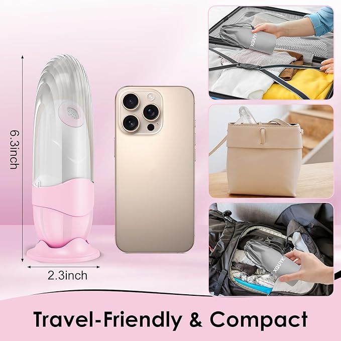 Portable Bidet for Travel Mini Handheld Bottle-Ready Jet Sprayer, Type-C Rechargeable with Gentle & High-Pressure Modes, On-The-Go Camping Toilet Hygiene for Women, Men & Babies（Pink）