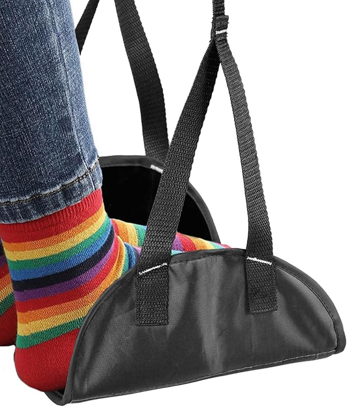Travel Foot Hammock for Long Trip Airplanes Train Office Lightweight Practical Mesh Fabric Foldable Compact Rest Comfortable Rest for Long