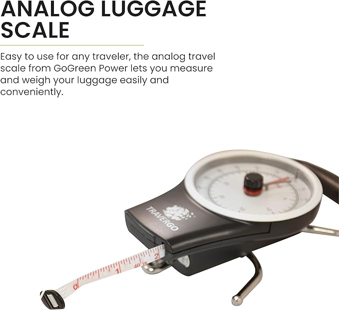 Go Green Power TR1300BK Travergo Analog Scale with Hook, Black (TR1300BK)