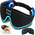 Sleep Mask with Bluetooth Headphones, 100% Light Blocking Sleep Headphones for Side Sleepers Men Women, Eye Mask with Thin Stereo Speakers, Soft Eye Cover for Travel Gift (Plus Size)