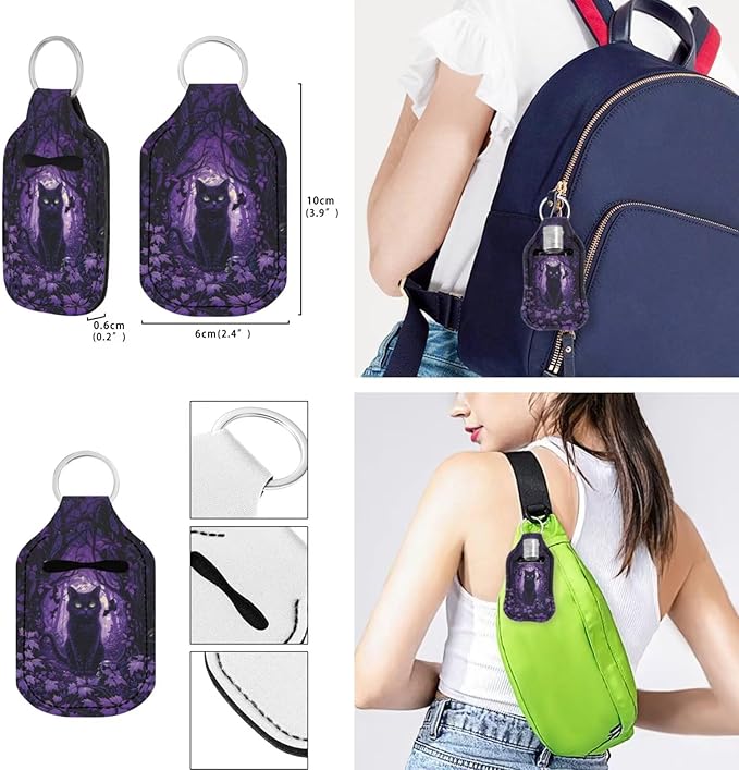 Suobstales 3Pcs Travel Bottles Keychain Holder Set,Travel Bottle Sleeves+Neoprene Chapstick Holders+Lanyard Keychain