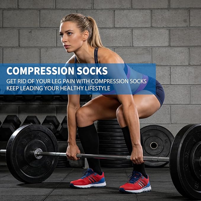 Sooverki Copper Compression Socks for Men & Women 8 Pack 15-20mmHg - Knee High Stockings Best Support for Running Athletic