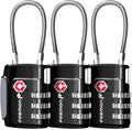 Fosmon TSA Approved Cable Locks for Luggage, Suitcase, Gun Case Lock with Push Release Button, 3 Digit Long Shackle Combination Wire Lock for Backpack