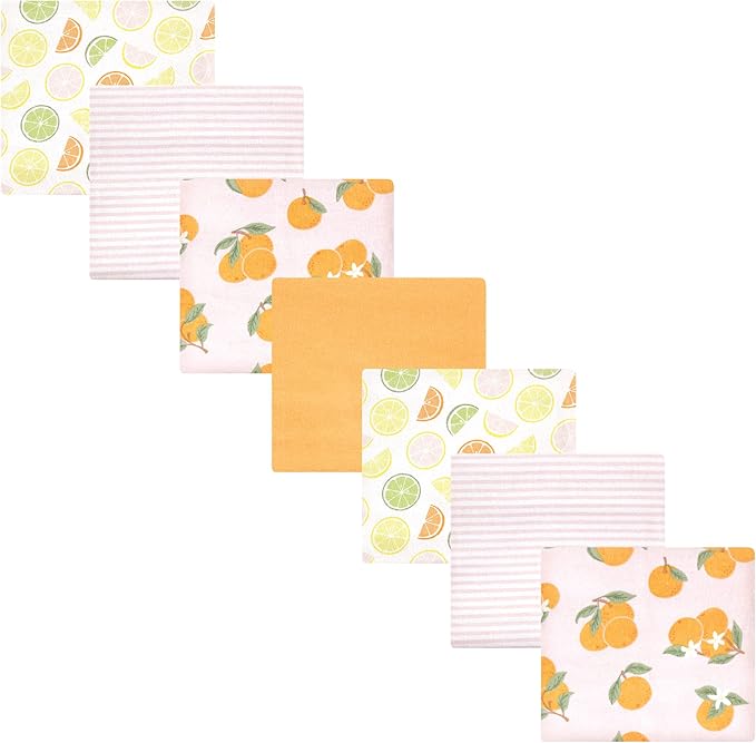 Hudson Baby Unisex Baby Cotton Flannel Receiving Blankets Bundle, Citrus Orange, One Size